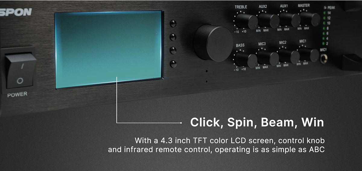 multi-zone ip mixer amplifier. adjust. play. communicate all day. with a 4.3